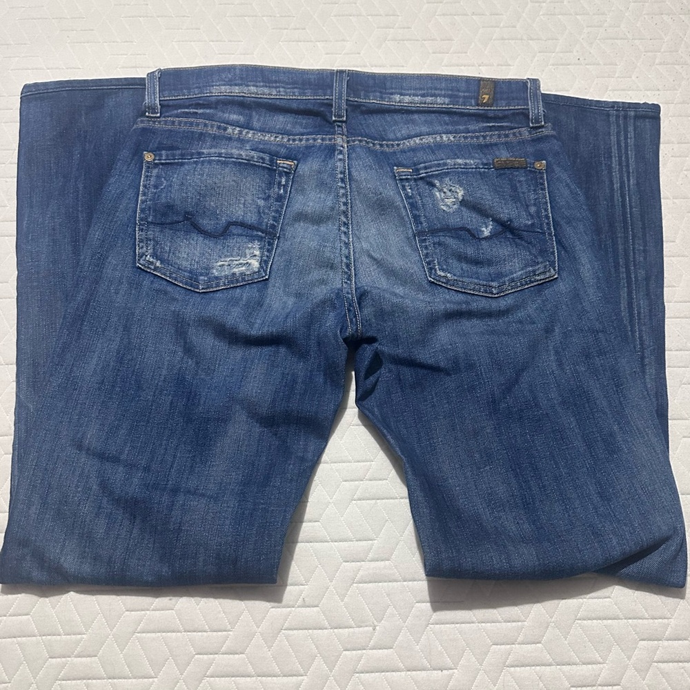 7 For All Mankind Distressed Boot Cut Jeans - Picture 3 of 8